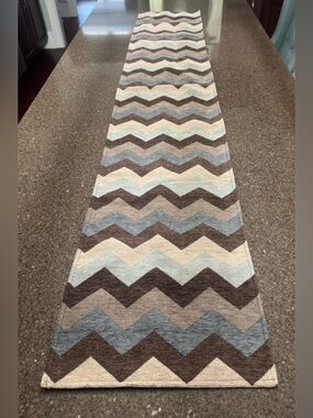 Chevron Table Runner Blue & Brown